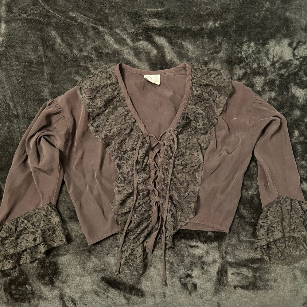Vintage 1990s Gothic Corset Lace Cropped Top